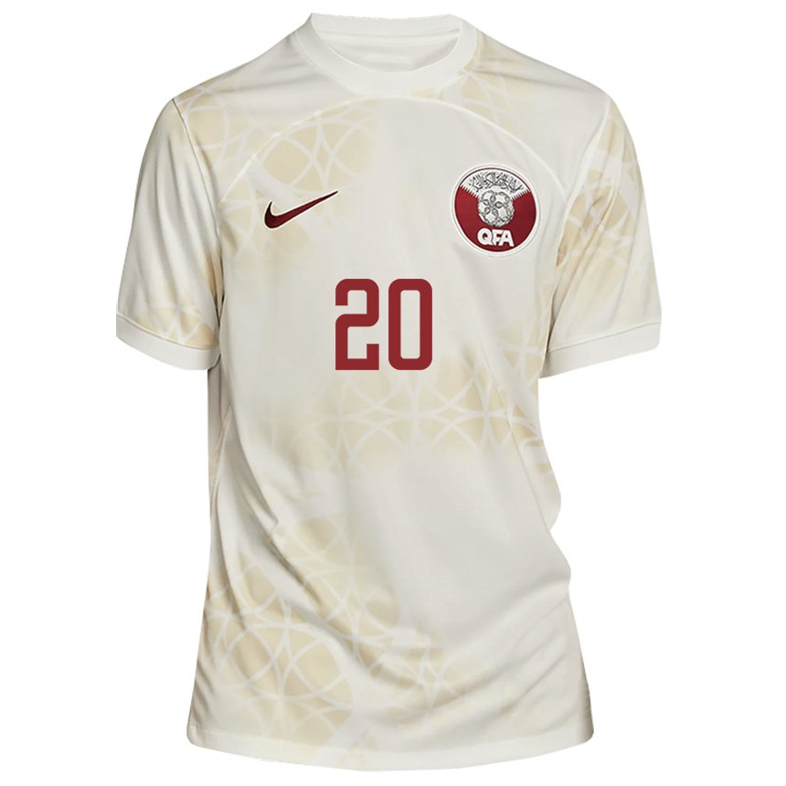 Kinder Katarische Salem Al Hajri #20 Goldbeige Auswärtstrikot Trikot 22-24 T-shirt Österreich