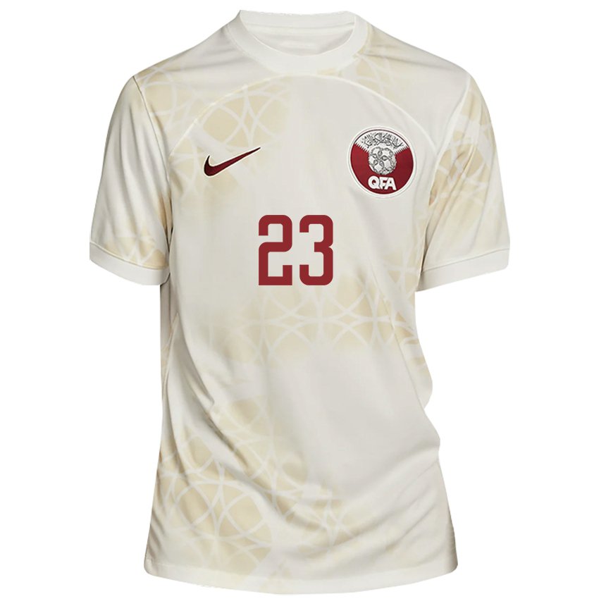 Kinder Katarische Assim Madibo #23 Goldbeige Auswärtstrikot Trikot 22-24 T-shirt Österreich