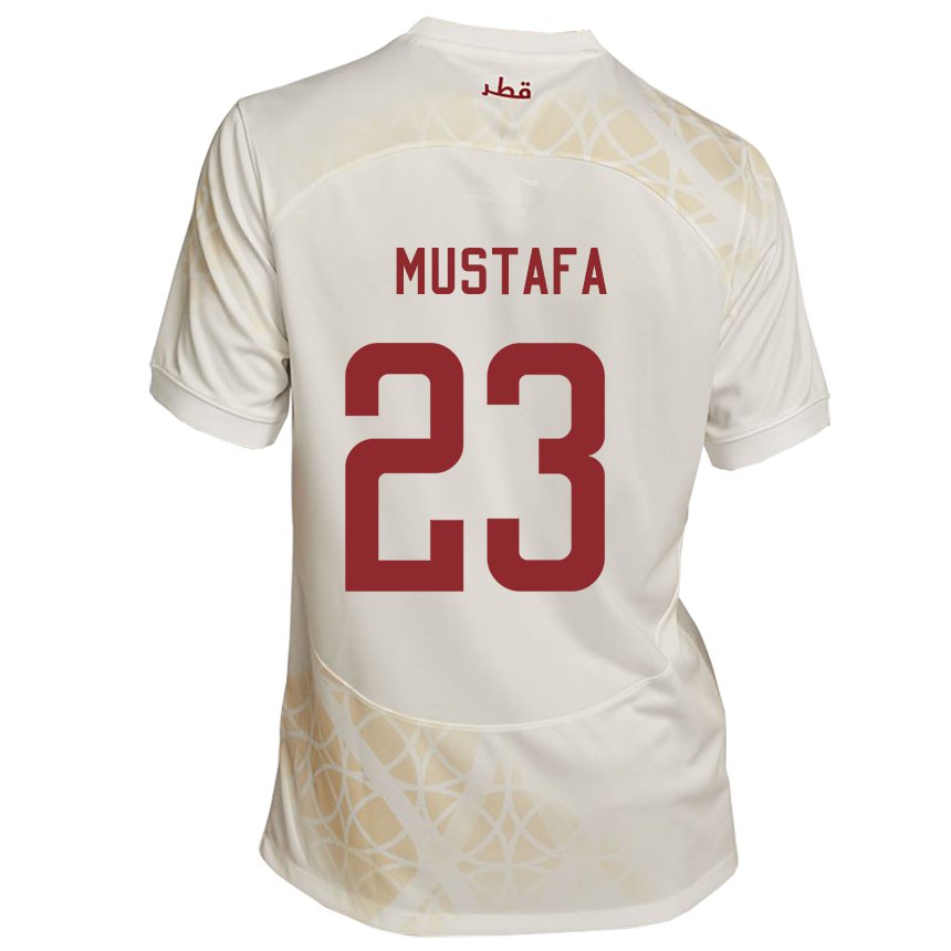 Kinder Katarische Mustafa Mashaal #23 Goldbeige Auswärtstrikot Trikot 22-24 T-shirt Österreich