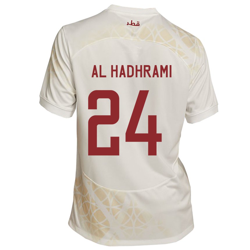 Kinder Katarische Naif Abdulraheem Al Hadhrami #24 Goldbeige Auswärtstrikot Trikot 22-24 T-shirt Österreich