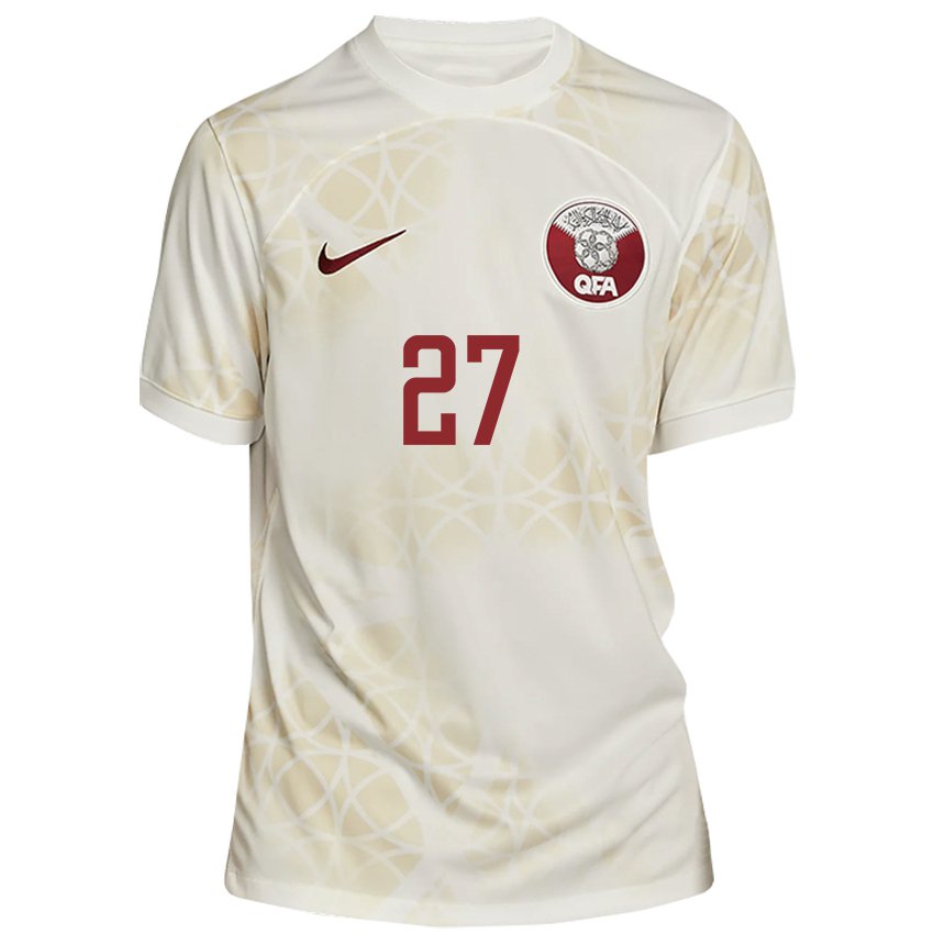 Kinder Katarische Ahmed Suhail #27 Goldbeige Auswärtstrikot Trikot 22-24 T-shirt Österreich