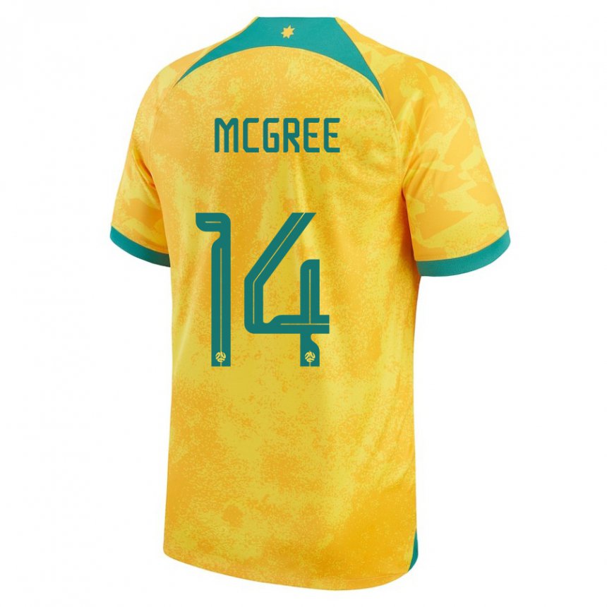 Herren Australische Riley Mcgree #14 Gold Heimtrikot Trikot 22-24 T-shirt Österreich