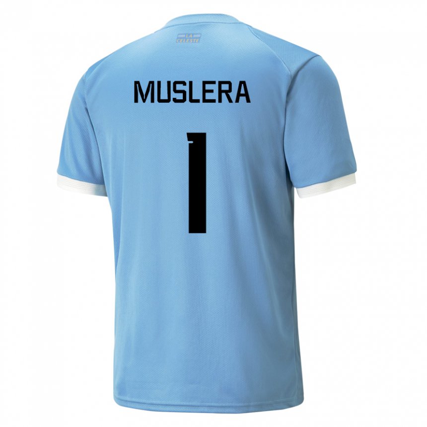 Herren Uruguayische Fernando Muslera #1 Blau Heimtrikot Trikot 22-24 T-shirt Österreich