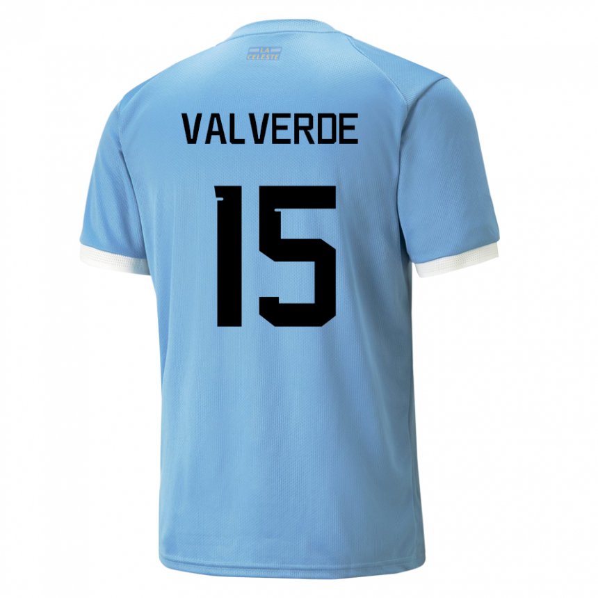 Herren Uruguayische Federico Valverde #15 Blau Heimtrikot Trikot 22-24 T-shirt Österreich