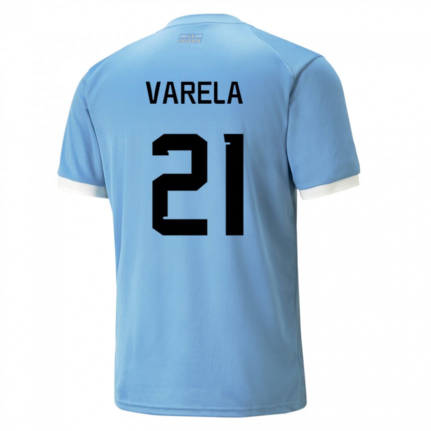 Herren Uruguayische Gullermo Varela #21 Blau Heimtrikot Trikot 22-24 T-shirt Österreich