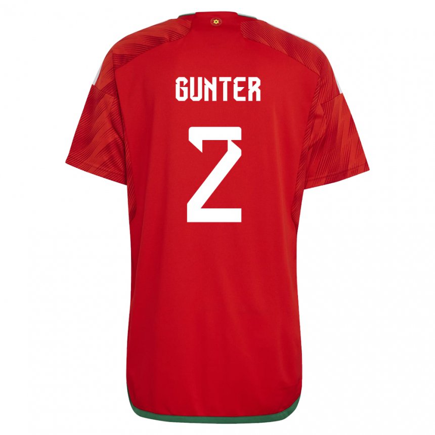 Herren Walisische Chris Gunter #2 Rot Heimtrikot Trikot 22-24 T-shirt Österreich