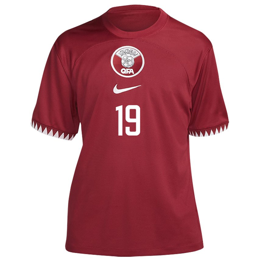 Herren Katarische Almoez Ali #19 Kastanienbraun Heimtrikot Trikot 22-24 T-shirt Österreich