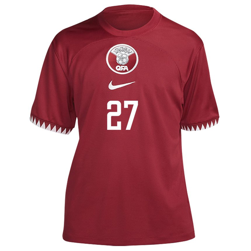 Herren Katarische Ahmed Suhail #27 Kastanienbraun Heimtrikot Trikot 22-24 T-shirt Österreich