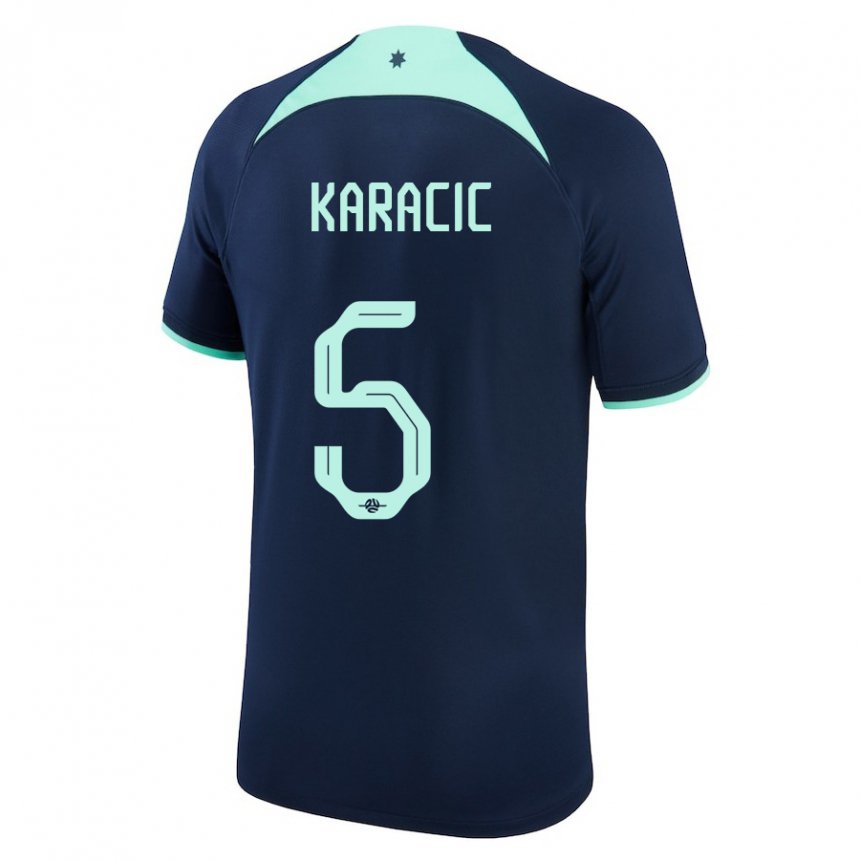 Herren Australische Fran Karacic #5 Dunkelblau Auswärtstrikot Trikot 22-24 T-shirt Österreich