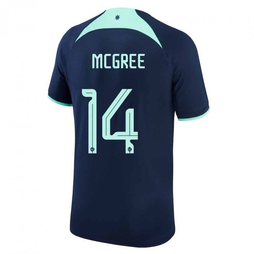 Herren Australische Riley Mcgree #14 Dunkelblau Auswärtstrikot Trikot 22-24 T-shirt Österreich