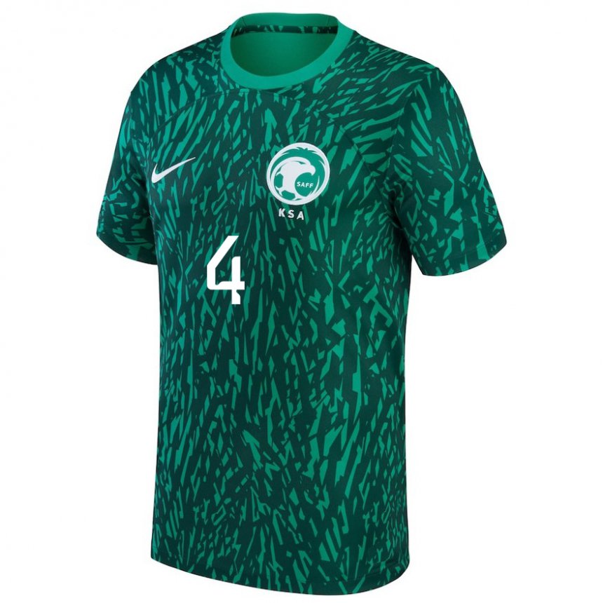 Herren Saudi-arabische Abdulelah Al Amri #4 Dunkelgrün Auswärtstrikot Trikot 22-24 T-shirt Österreich