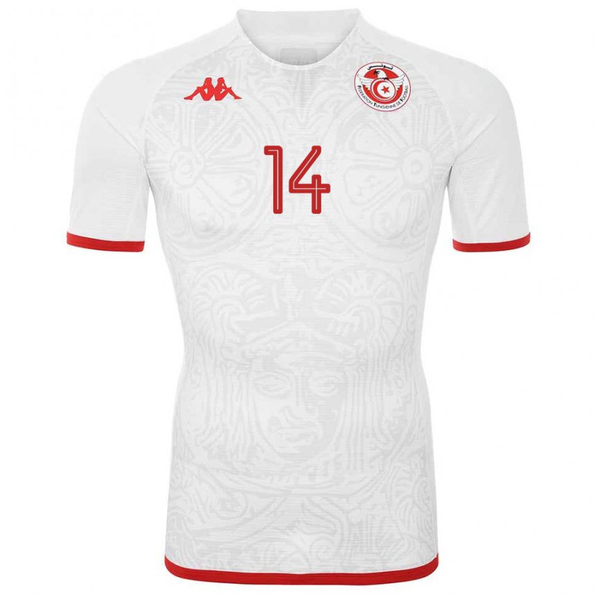 Herren Tunesische Hannibal Mejbri #14 Weiß Auswärtstrikot Trikot 22-24 T-shirt Österreich