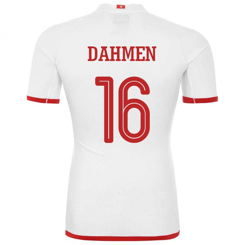 Herren Tunesische Aymen Dahmen #16 Weiß Auswärtstrikot Trikot 22-24 T-shirt Österreich