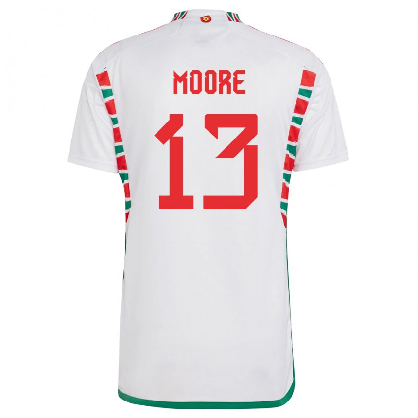 Herren Walisische Kieffer Moore #13 Weiß Auswärtstrikot Trikot 22-24 T-shirt Österreich
