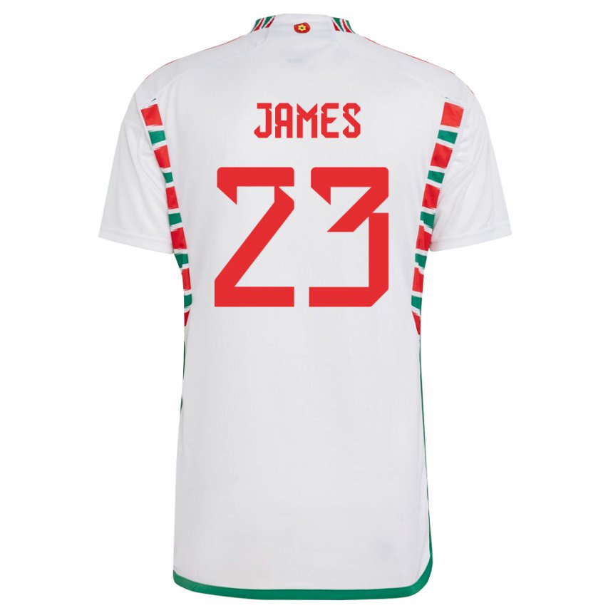 Herren Walisische Jordan James #23 Weiß Auswärtstrikot Trikot 22-24 T-shirt Österreich