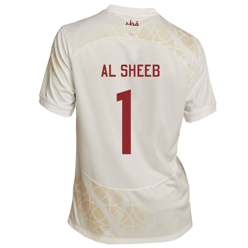 Herren Katarische Saad Al Sheeb #1 Goldbeige Auswärtstrikot Trikot 22-24 T-shirt Österreich