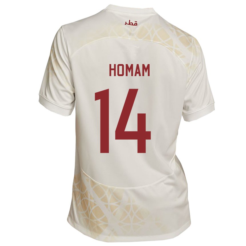 Herren Katarische Homam Ahmed #14 Goldbeige Auswärtstrikot Trikot 22-24 T-shirt Österreich