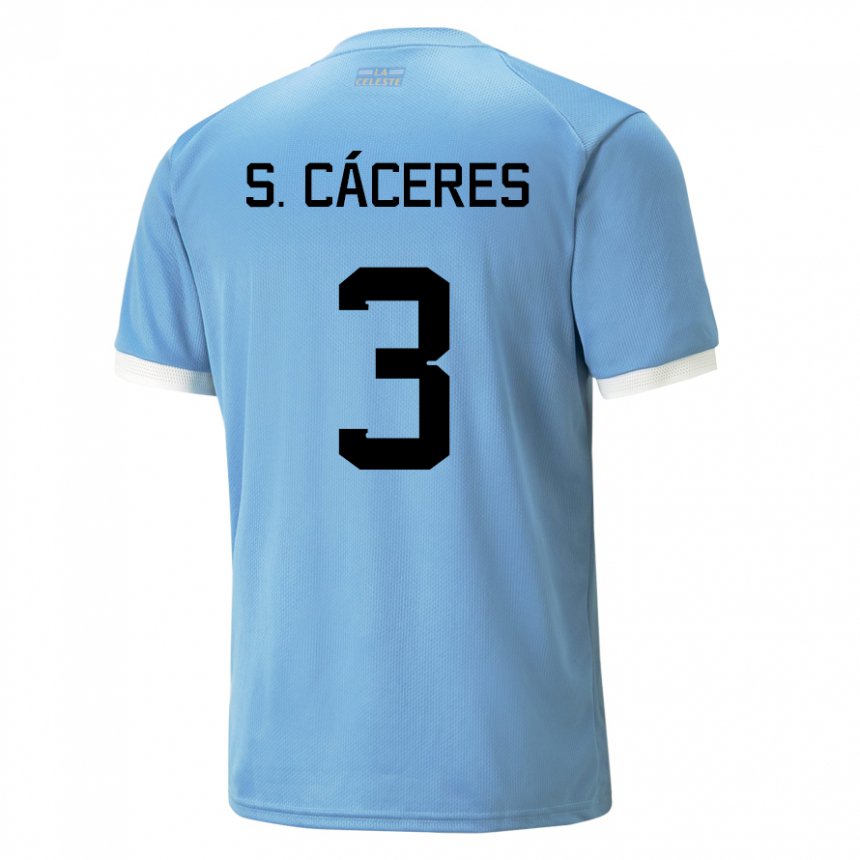 Damen Uruguayische Sebastian Caceres #3 Blau Heimtrikot Trikot 22-24 T-shirt Österreich