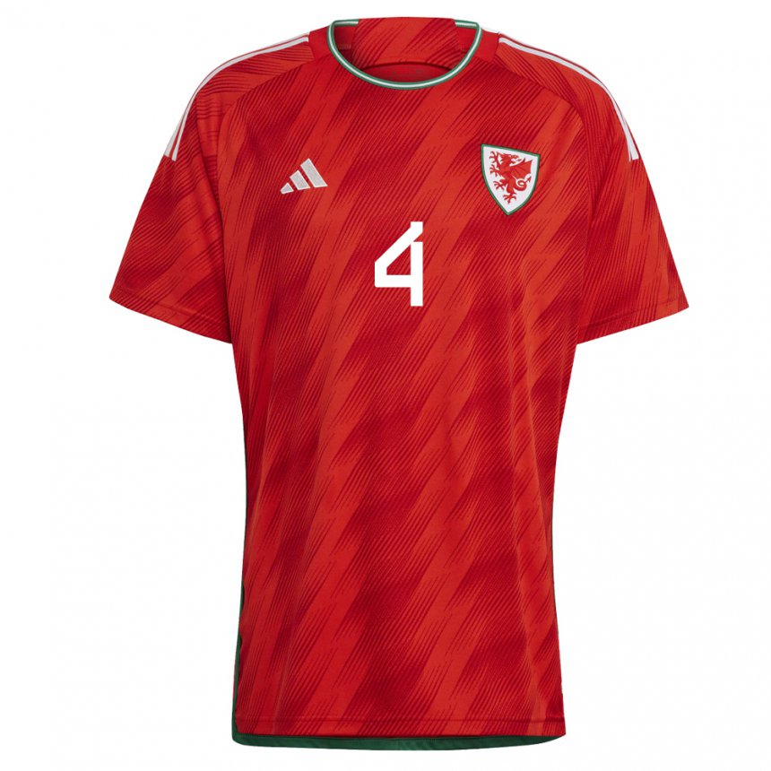 Damen Walisische Ben Davies #4 Rot Heimtrikot Trikot 22-24 T-shirt Österreich