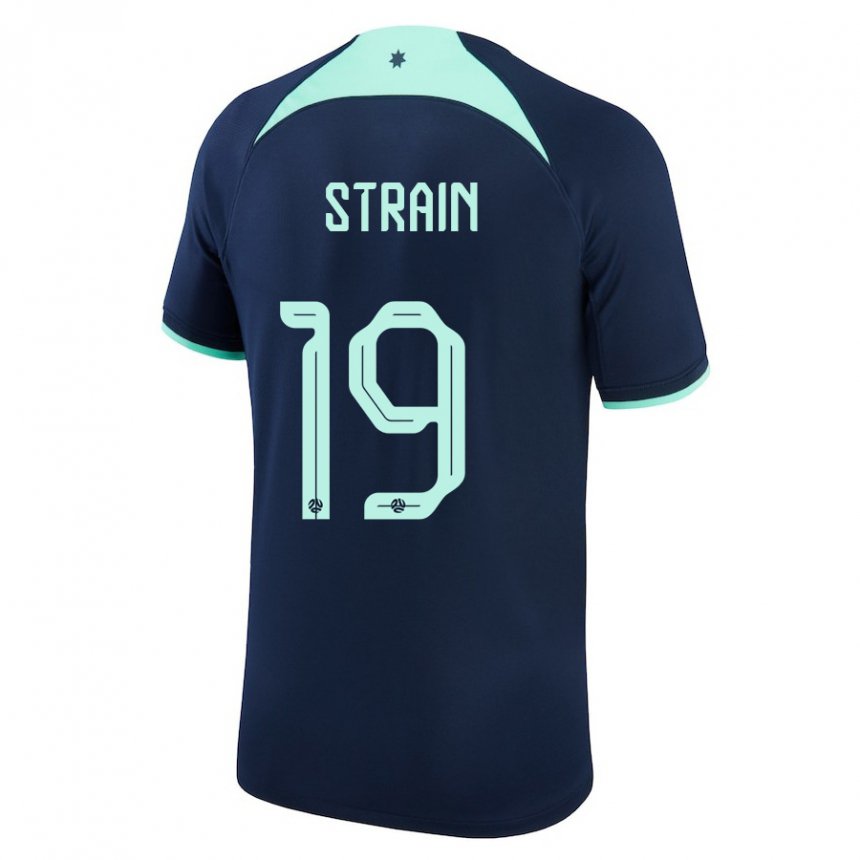 Damen Australische Ryan Strain #19 Dunkelblau Auswärtstrikot Trikot 22-24 T-shirt Österreich