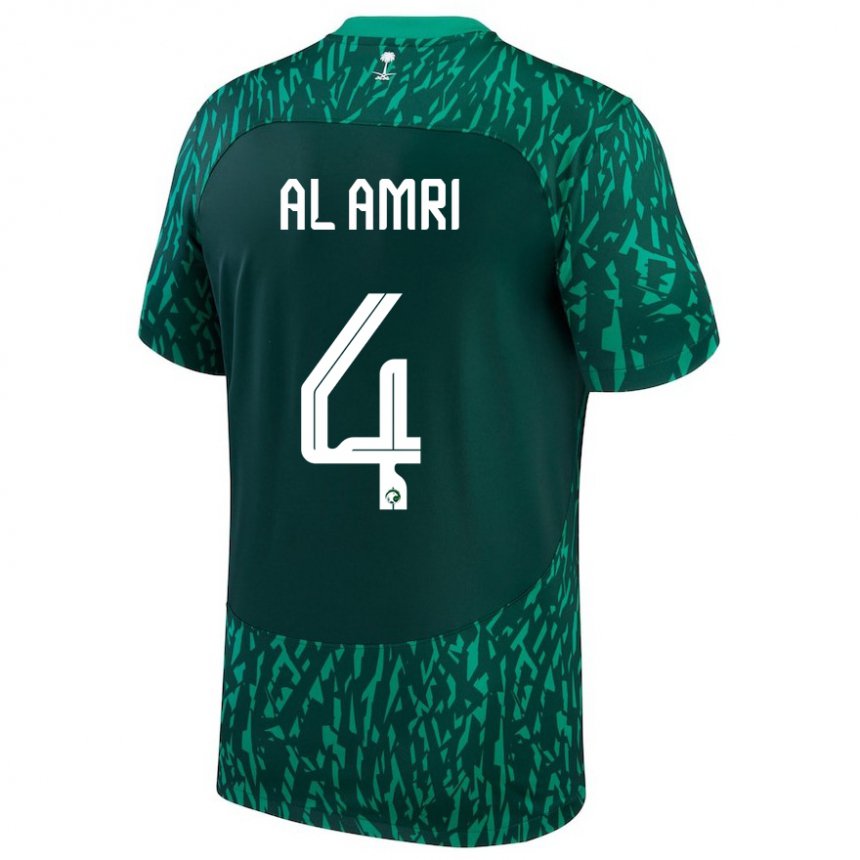 Damen Saudi-arabische Abdulelah Al Amri #4 Dunkelgrün Auswärtstrikot Trikot 22-24 T-shirt Österreich