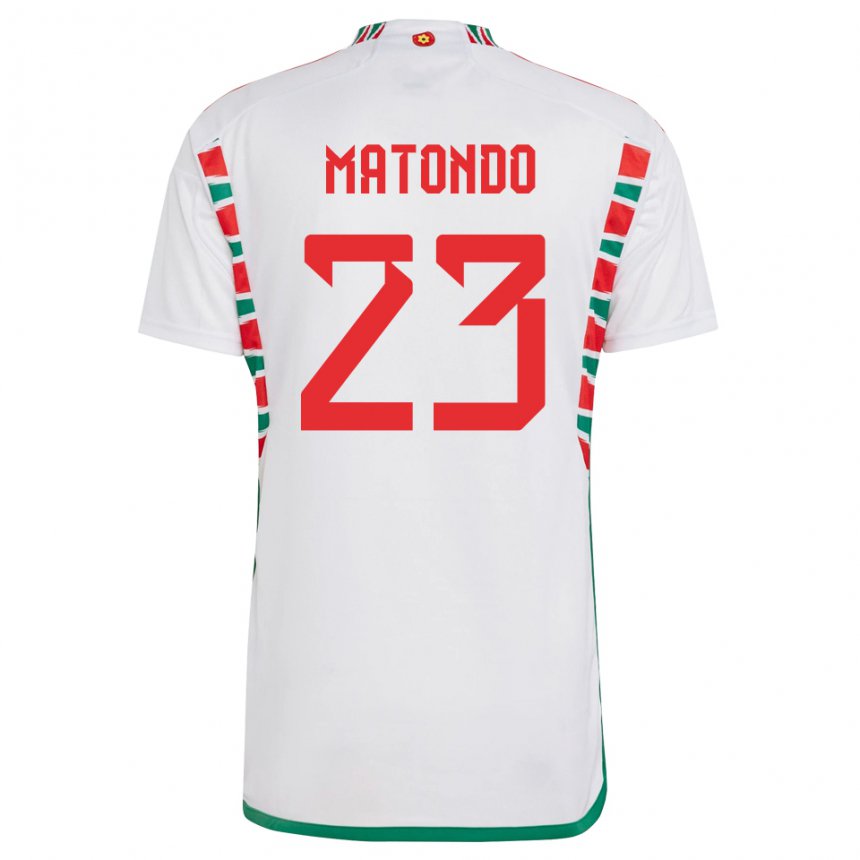 Damen Walisische Rabbi Matondo #23 Weiß Auswärtstrikot Trikot 22-24 T-shirt Österreich