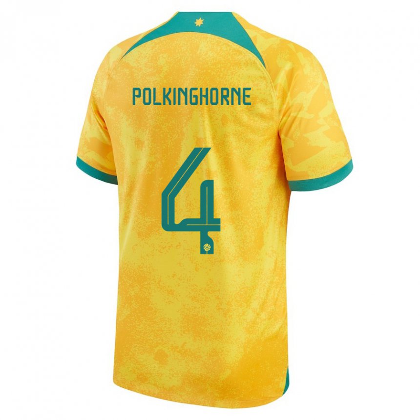 Kinder Australische Clare Polkinghorne #4 Gold Heimtrikot Trikot 22-24 T-shirt Österreich