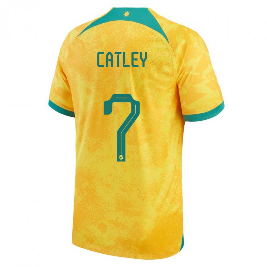 Kinder Australische Stephanie Catley #7 Gold Heimtrikot Trikot 22-24 T-shirt Österreich