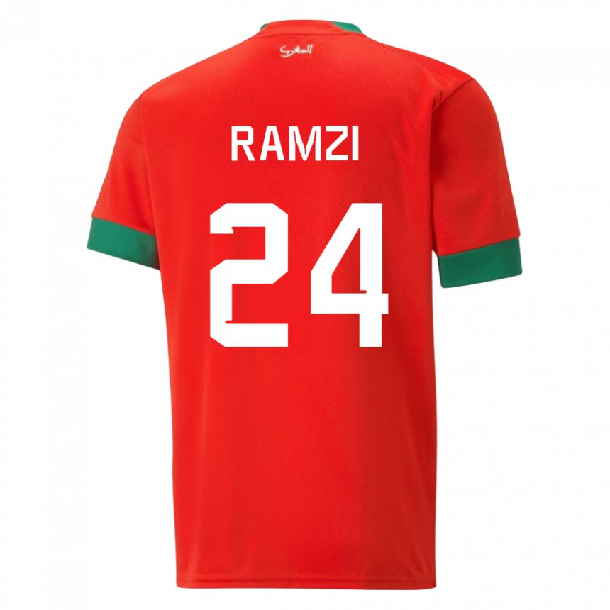 Kinder Marokkanische Achraf Ramzi #24 Rot Heimtrikot Trikot 22-24 T-shirt Österreich