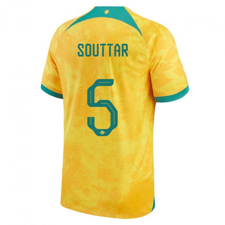 Kinder Australische Harry Souttar #5 Gold Heimtrikot Trikot 22-24 T-shirt Österreich