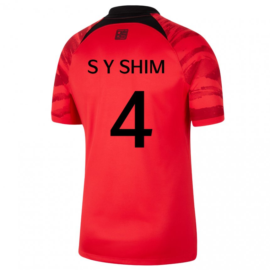 Kinder Südkoreanische Shim Seo Yeon #4 Rot Schwarz Heimtrikot Trikot 22-24 T-shirt Österreich
