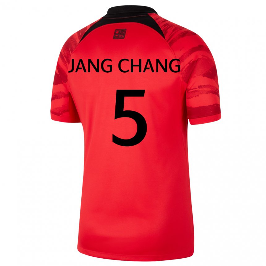 Kinder Südkoreanische Jang Chang #5 Rot Schwarz Heimtrikot Trikot 22-24 T-shirt Österreich