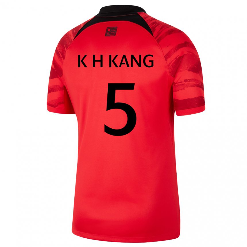 Kinder Südkoreanische Kang Kyo Hun #5 Rot Schwarz Heimtrikot Trikot 22-24 T-shirt Österreich