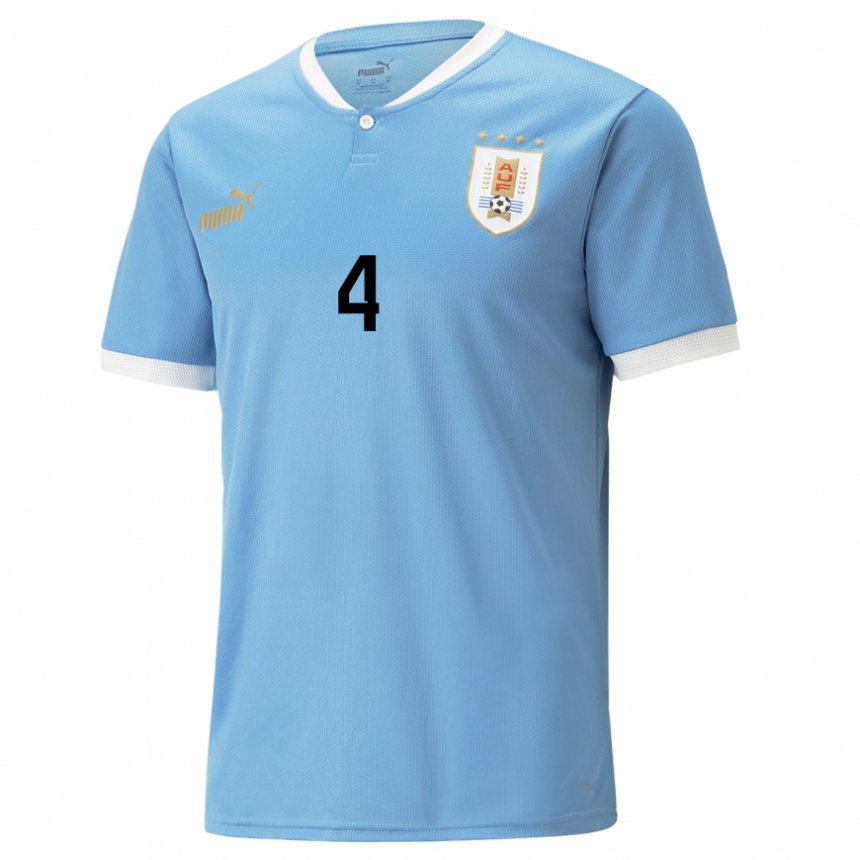 Kinder Uruguayische Mateo Ponte #4 Blau Heimtrikot Trikot 22-24 T-shirt Österreich