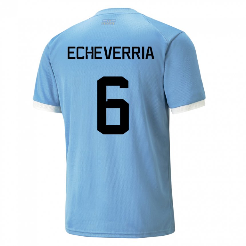 Kinder Uruguayische Juan Echeverria #6 Blau Heimtrikot Trikot 22-24 T-shirt Österreich