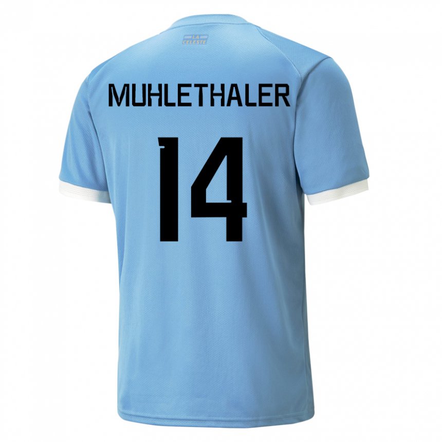 Kinder Uruguayische Stiven Muhlethaler #14 Blau Heimtrikot Trikot 22-24 T-shirt Österreich