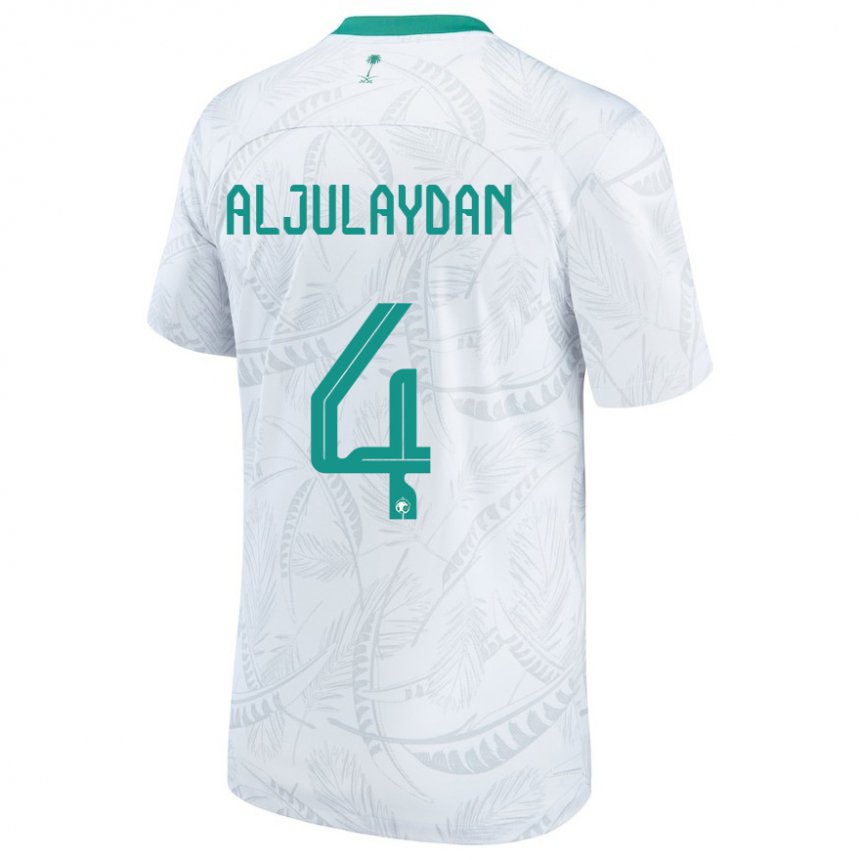 Kinder Saudi-arabische Ahmed Aljulaydan #4 Weiß Heimtrikot Trikot 22-24 T-shirt Österreich