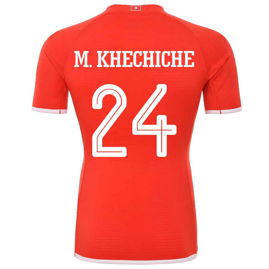 Kinder Tunesische Mohamed Amine Khechiche #24 Rot Heimtrikot Trikot 22-24 T-shirt Österreich