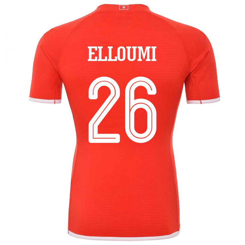 Kinder Tunesische Khalil Elloumi #26 Rot Heimtrikot Trikot 22-24 T-shirt Österreich