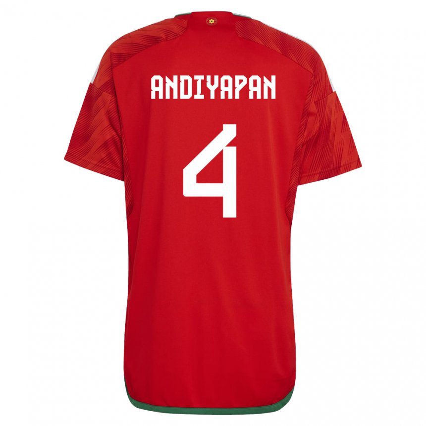 Kinder Walisische William Andiyapan #4 Rot Heimtrikot Trikot 22-24 T-shirt Österreich