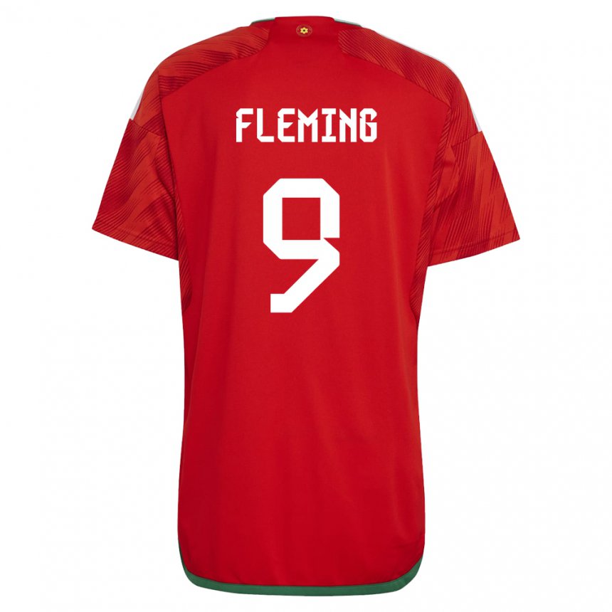 Kinder Walisische Cole Fleming #9 Rot Heimtrikot Trikot 22-24 T-shirt Österreich