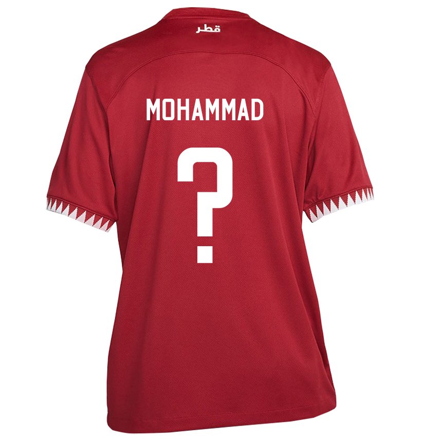 Kinder Katarische Khaled Mohammad #0 Kastanienbraun Heimtrikot Trikot 22-24 T-shirt Österreich