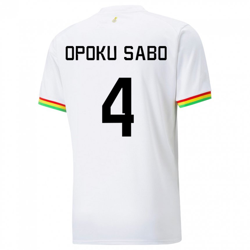 Kinder Ghanaische Alex Opoku Sabo #4 Weiß Heimtrikot Trikot 22-24 T-shirt Österreich