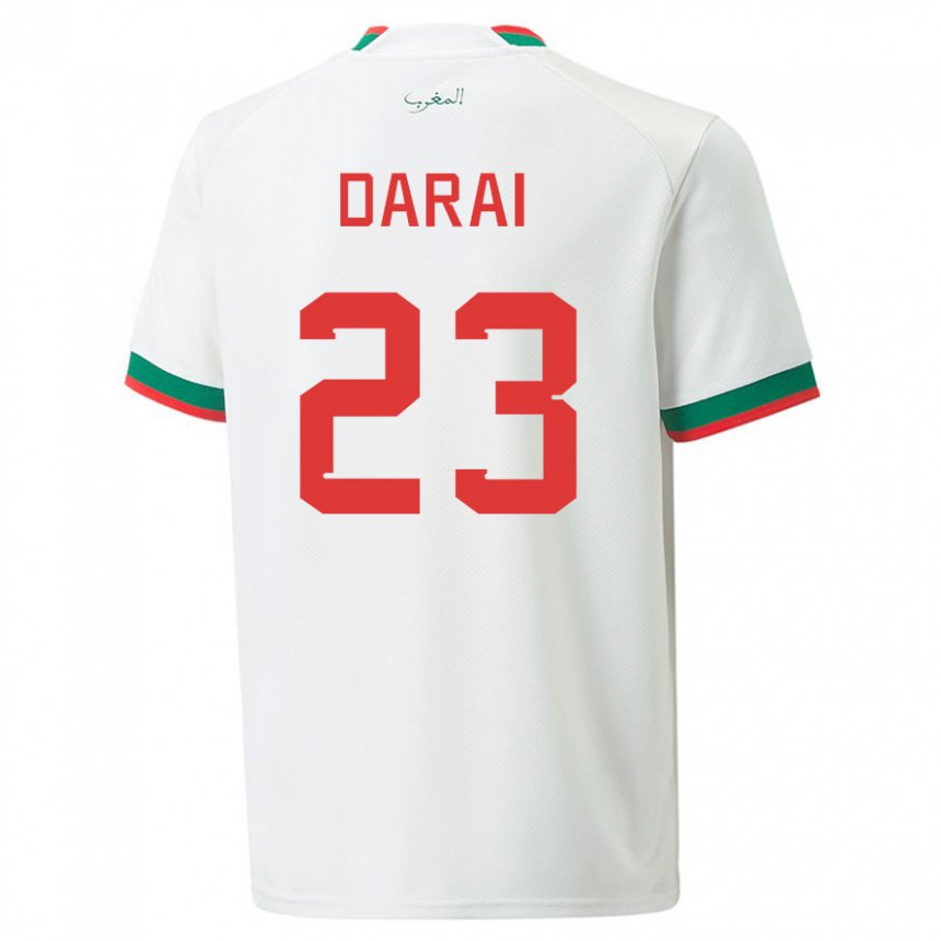 Kinder Marokkanische Hamza Darai #23 Weiß Auswärtstrikot Trikot 22-24 T-shirt Österreich