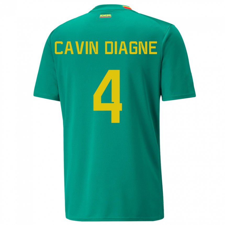 Kinder Senegalesische Cavin Diagne #4 Grün Auswärtstrikot Trikot 22-24 T-shirt Österreich