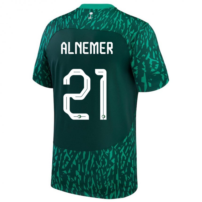 Kinder Saudi-arabische Meshari Alnemer #21 Dunkelgrün Auswärtstrikot Trikot 22-24 T-shirt Österreich