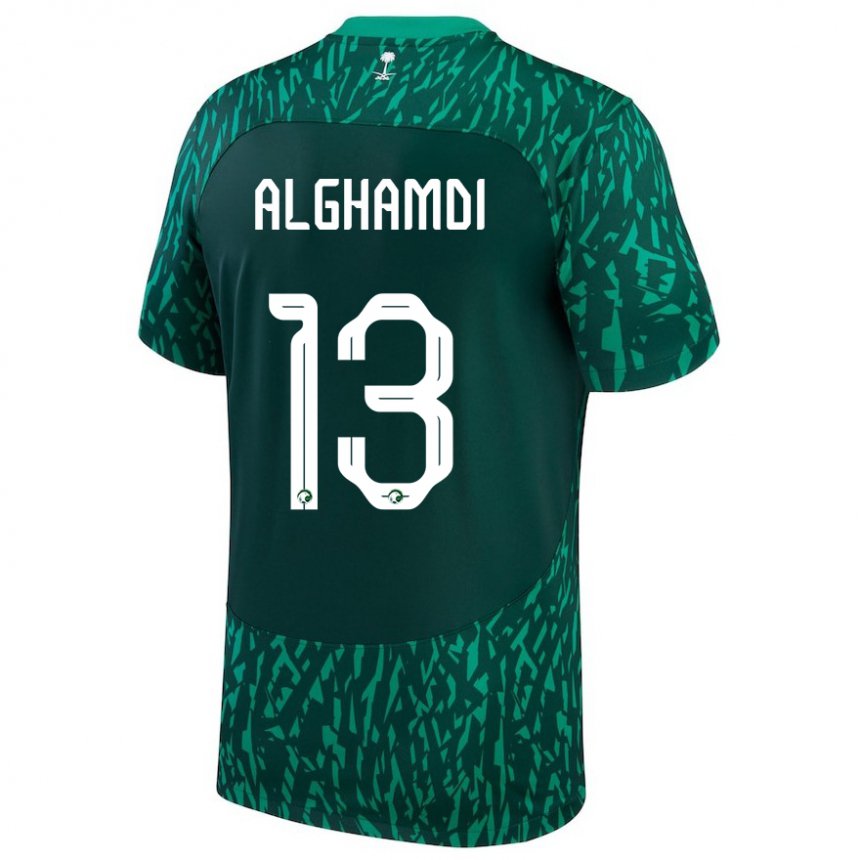 Kinder Saudi-arabische Hazzaa Alghamdi #13 Dunkelgrün Auswärtstrikot Trikot 22-24 T-shirt Österreich