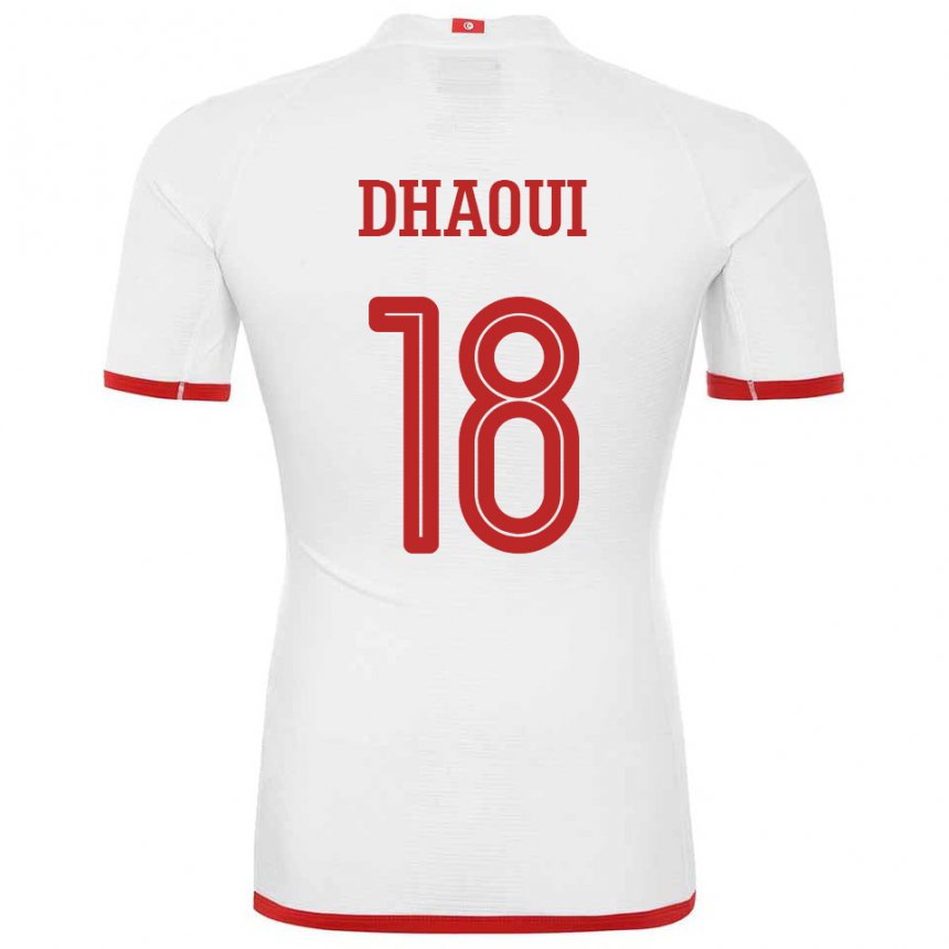 Kinder Tunesische Mouhamed Dhaoui #18 Weiß Auswärtstrikot Trikot 22-24 T-shirt Österreich