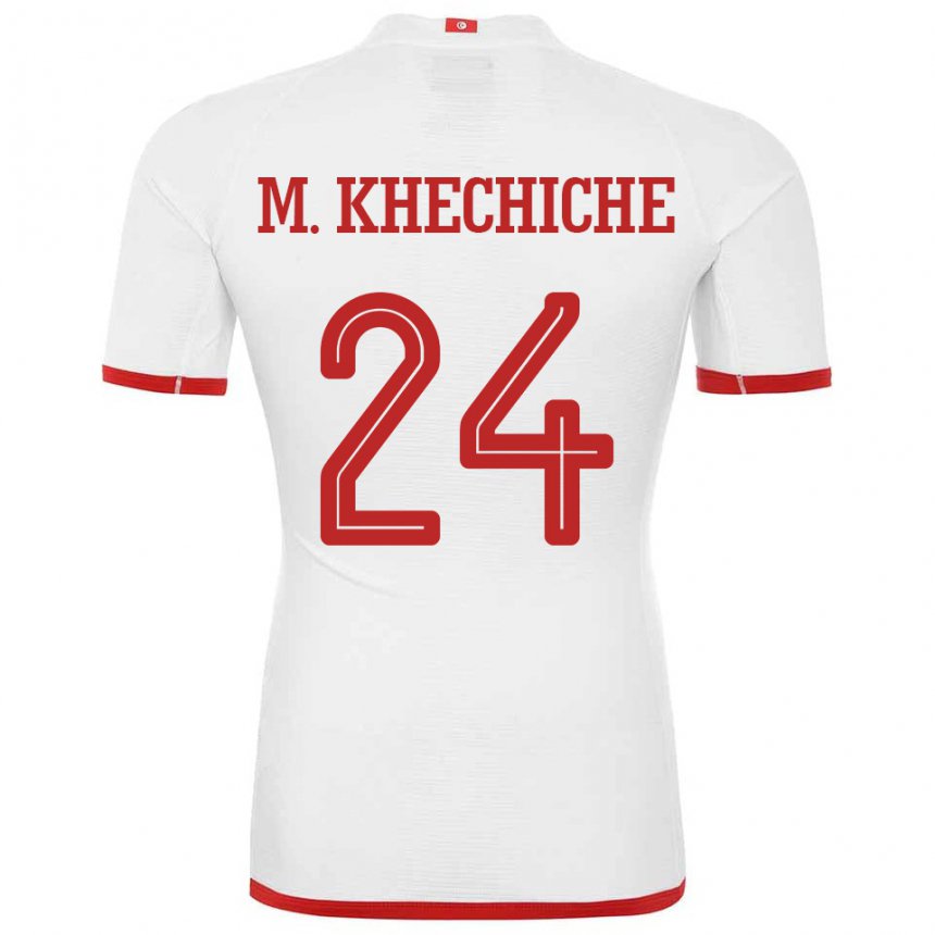 Kinder Tunesische Mohamed Amine Khechiche #24 Weiß Auswärtstrikot Trikot 22-24 T-shirt Österreich