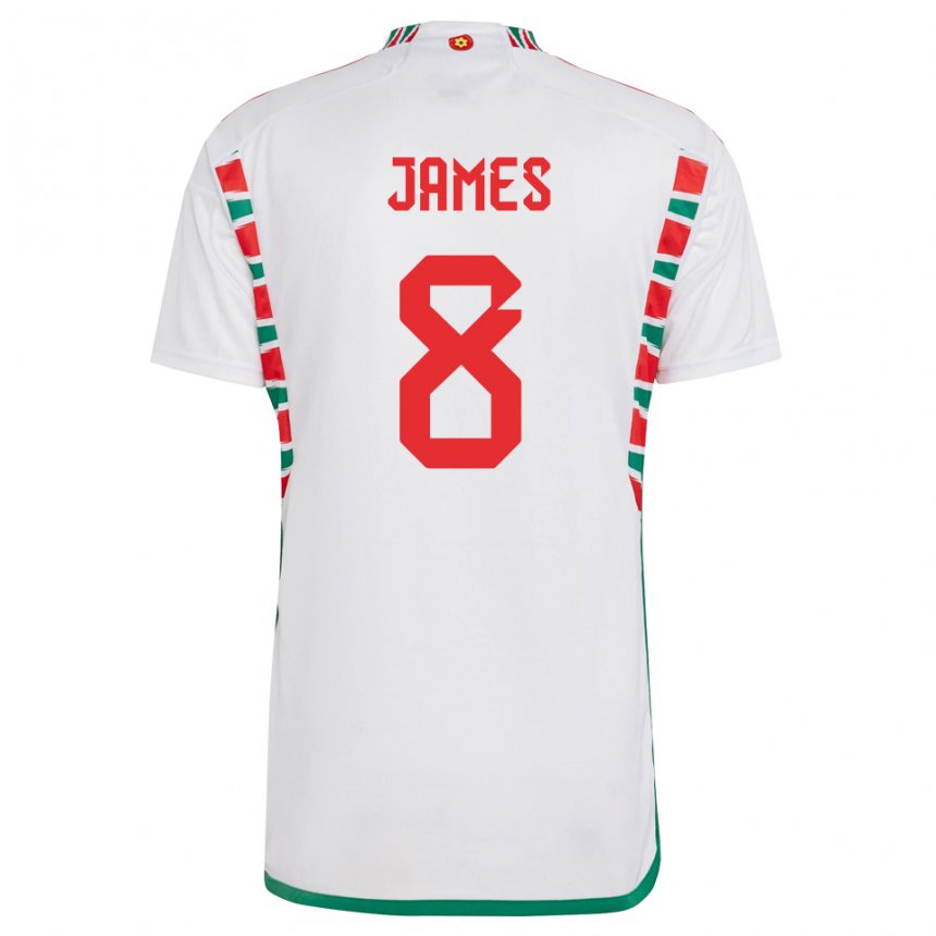 Kinder Walisische Angharad James #8 Weiß Auswärtstrikot Trikot 22-24 T-shirt Österreich